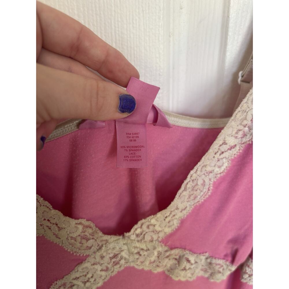 Y2K Victoria’s Secret Pink Lace Trim Babydoll Cami Coquette M Fairy Stretch - Picture 9 of 9